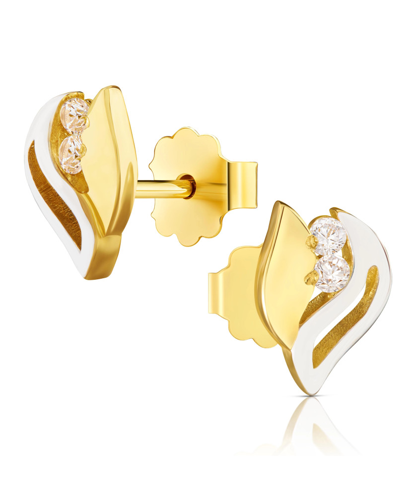 Gold earrings 8k white stones