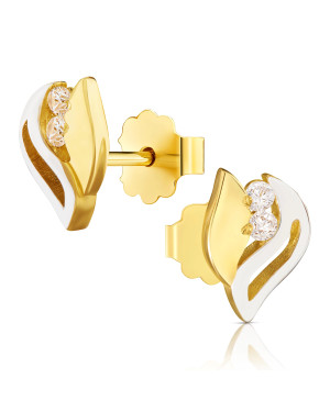 Gold earrings 8k white stones