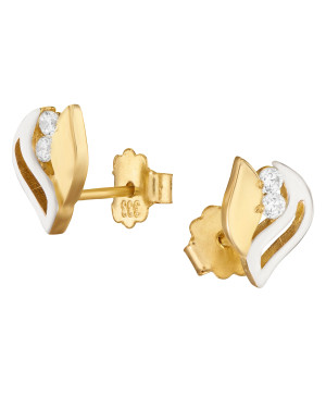 Gold earrings 8k white stones