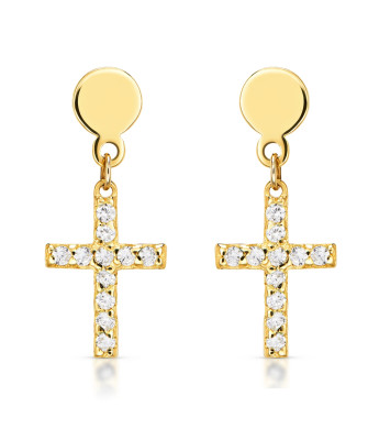 Gold earrings with cross 14k