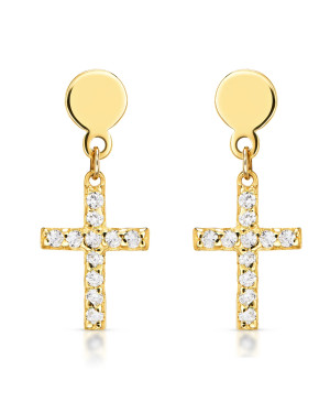 Gold earrings with cross 14k
