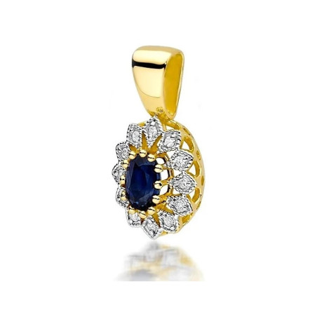 Gold Pendant 585 with Diamonds and Sapphire 0.70 ct| GoldJewellery