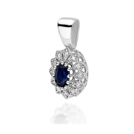 Gold Pendant 585 with Diamonds and Sapphire 0.70 ct| GoldJewellery