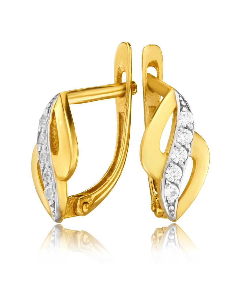 Gold earrings 8k with cubic zirconia