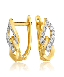 Gold earrings with white stones