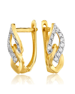 Gold earrings with white stones