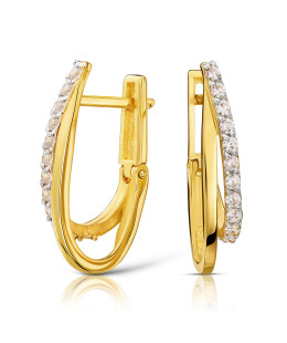 14k gold earrings white stones