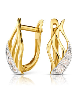 Gold earrings with white stones 8k