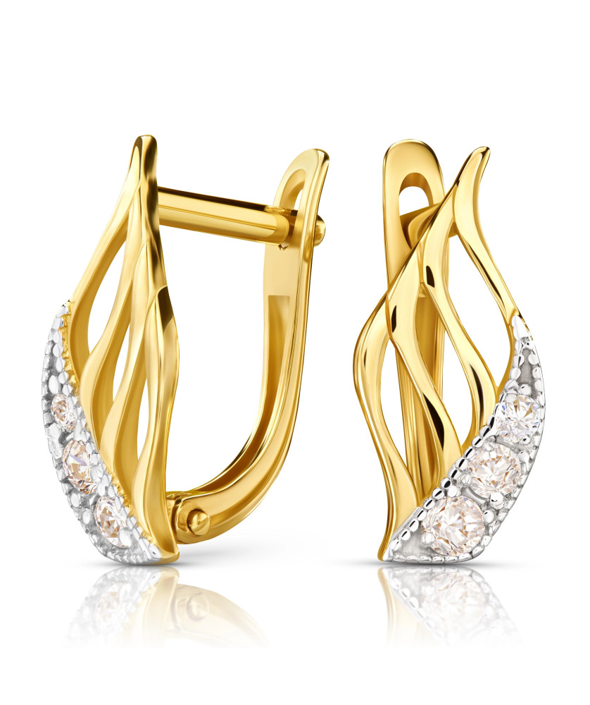 Gold earrings with white stones 8k