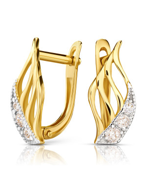 Gold earrings with white stones 8k