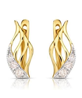 Gold earrings with white stones 8k