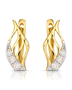 Gold earrings with white stones 8k