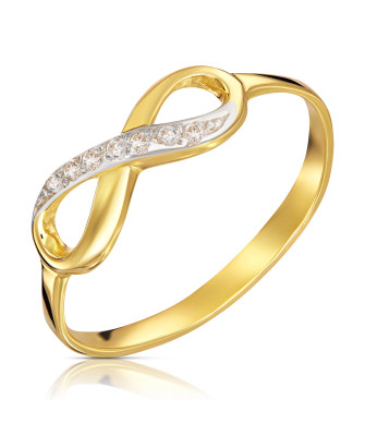 Gold infinity ring 8k stones