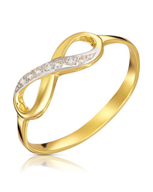 Gold infinity ring 8k stones