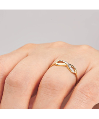 Gold infinity ring 8k stones