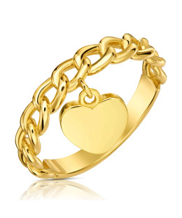 8ct Yellow Gold Heart Chain Ring