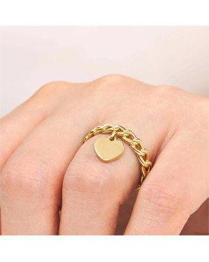 8ct Yellow Gold Heart Chain Ring