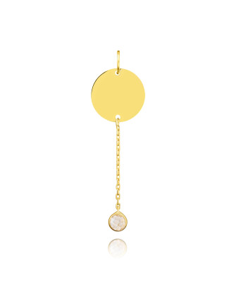 14K Gold Circle Pendant with Chain Drop