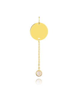 14K Gold Circle Pendant with Chain Drop