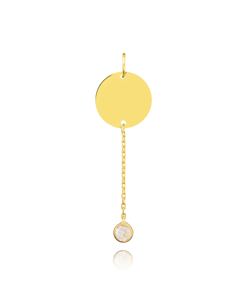 14K Gold Circle Pendant with Chain Drop