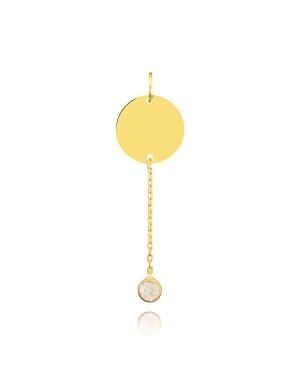 14K Gold Circle Pendant with Chain Drop