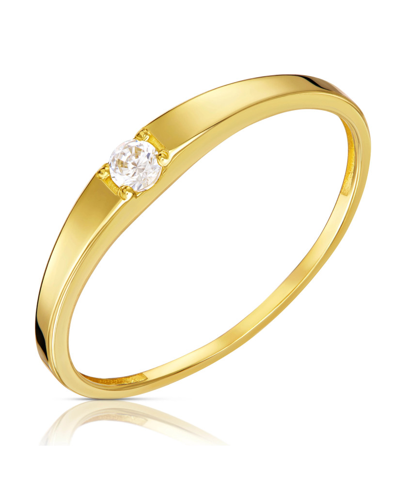 Minimalist ring with white stone 14k