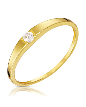 Minimalist ring with white stone 14k