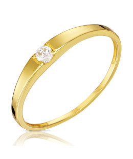 Minimalist ring with white stone 8k