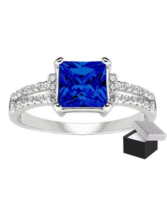 Silver ring with large blue stone