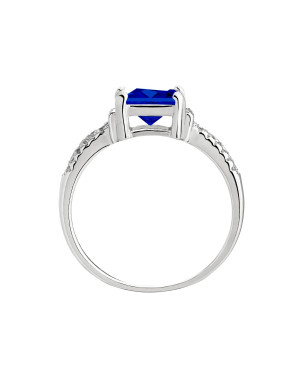 Silver ring with large blue stone