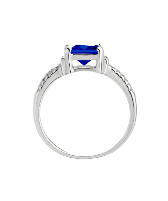 Silver ring with large blue stone