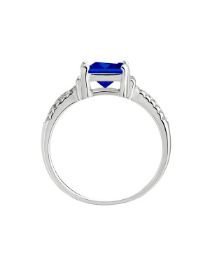 Silver ring with large blue stone