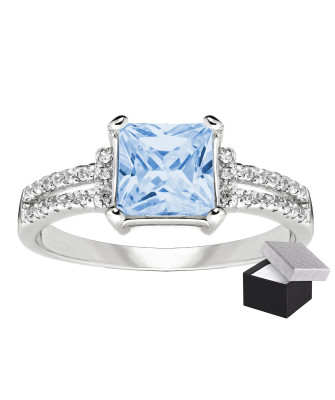 Silver ring with large blue stone