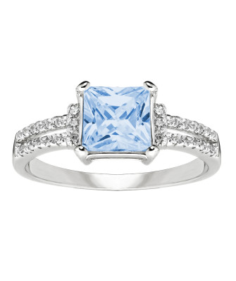 Silver ring with large blue stone