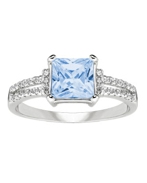 Silver ring with large blue stone