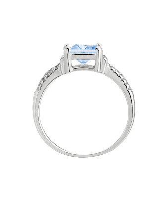 Silver ring with large blue stone