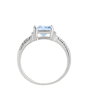 Silver ring with large blue stone