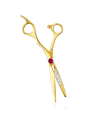 Golden scissors adorned with cubic zirconia 14k ruby test