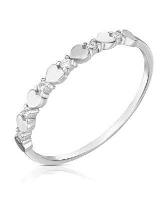 Silver heart ring white zircons