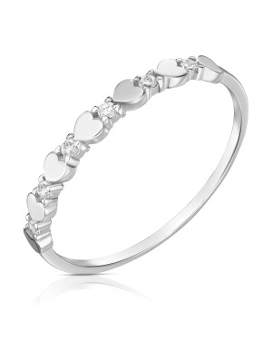 Silver heart ring white zircons