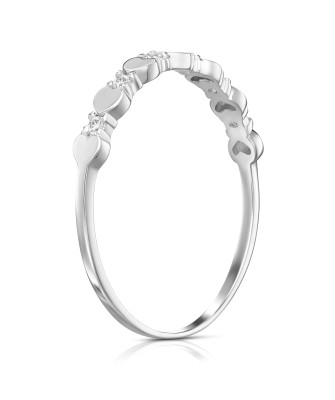 Silver heart ring white zircons