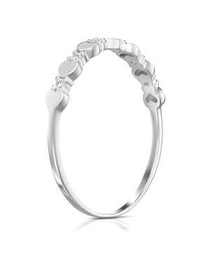 Silver heart ring white zircons