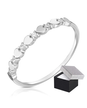 Silver heart ring white zircons