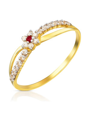 Thin ring with ruby flower zirconia