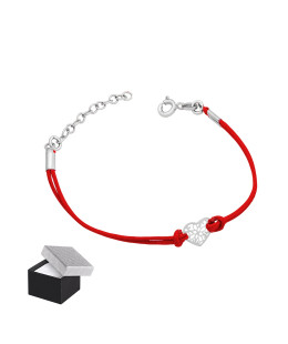 Small lace heart bracelet red cord