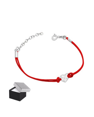 Small lace heart bracelet red cord