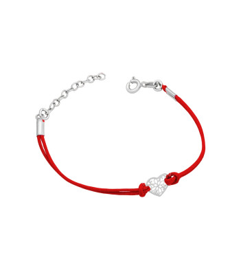Small lace heart bracelet red cord