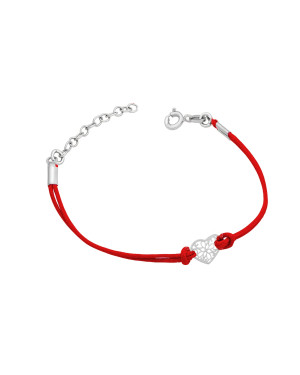 Small lace heart bracelet red cord