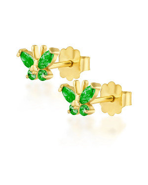 Green butterfly gold earrings