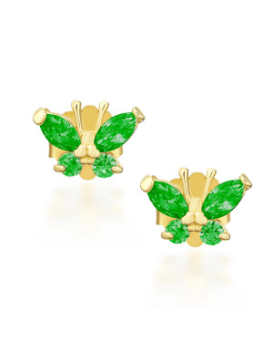 Green butterfly gold earrings